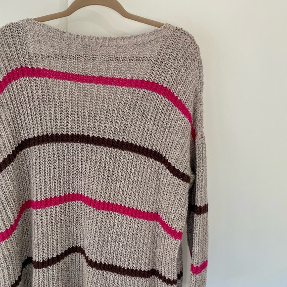 Free People Grey/Tan Pink Striped Sweater - Picture 5 of 8
